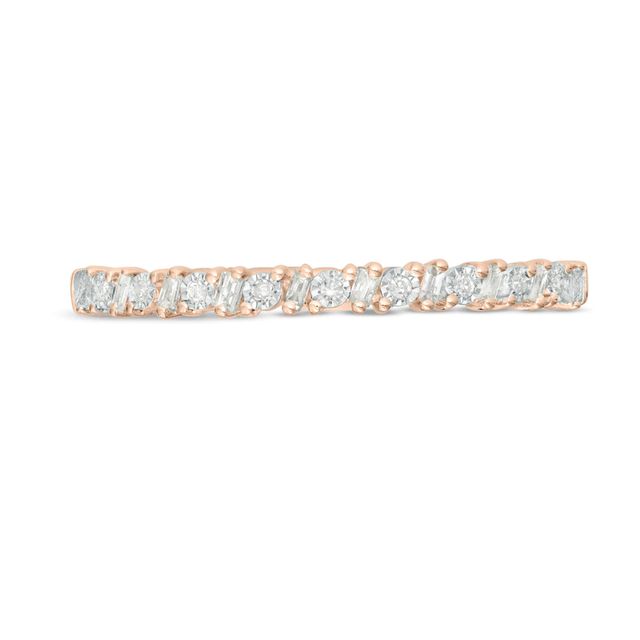 0.065 CT. T.W. Baguette and Round Diamond Alternating Anniversary Band in 10K Rose Gold|Peoples Jewellers