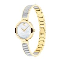 Ladies' Movado Amika Two-Tone Mesh Bangle Watch with White Mother-of Pearl Dial (Model: 0607362)|Peoples Jewellers