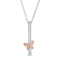 0.065 CT. T.W. Diamond Butterfly Pendant in Sterling Silver and 10K Rose Gold|Peoples Jewellers