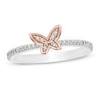 0.065 CT. T.W. Diamond Butterfly Ring in Sterling Silver and 10K Rose Gold|Peoples Jewellers