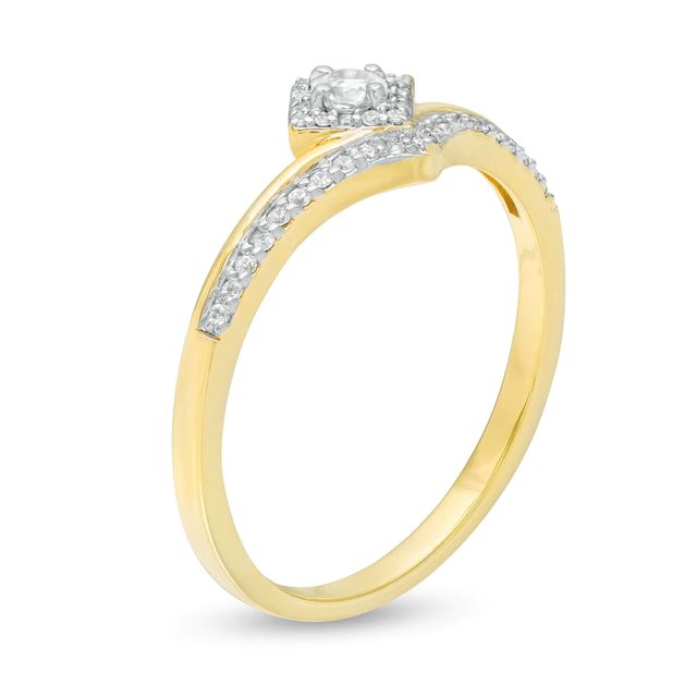 0.16 CT. T.W. Diamond Tilted Square Frame Chevron Promise Ring in 10K Gold|Peoples Jewellers