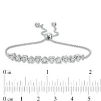 0.09 CT. T.W. Diamond Alternating Heart Bolo Bracelet in Sterling Silver - 9.5"|Peoples Jewellers