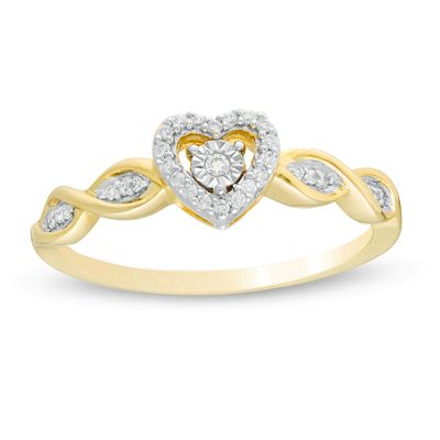 0.10 CT. T.W. Diamond Heart-Shaped Frame Twist Promise Ring in 10K Gold|Peoples Jewellers