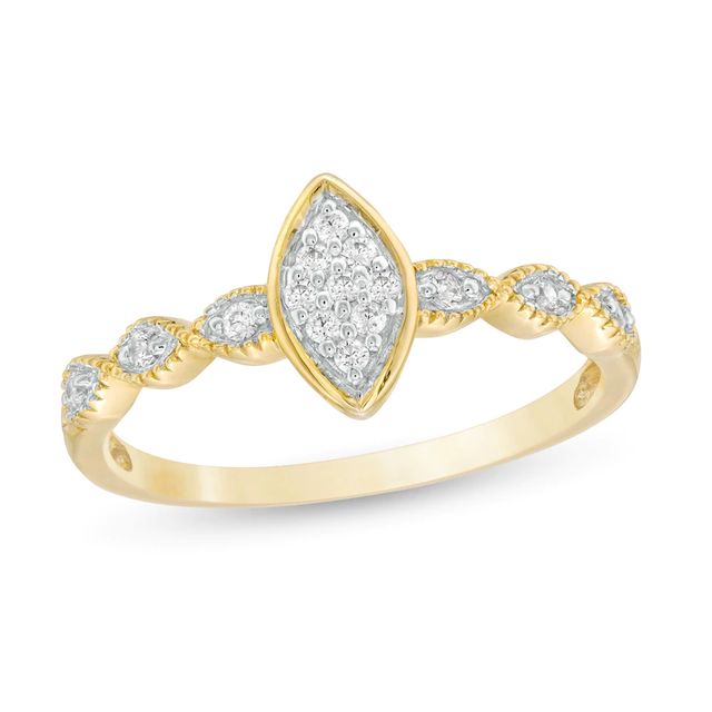 0.10 CT. T.W. Composite Marquise Diamond Art Deco Promise Ring in 10K Gold|Peoples Jewellers