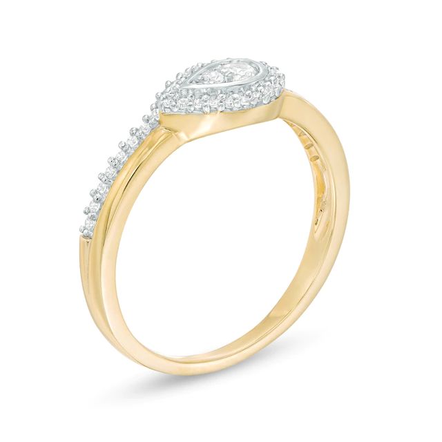 0.25 CT. T.W. Composite Diamond Sideways Pear-Shaped Frame Promise Ring in 10K Gold|Peoples Jewellers