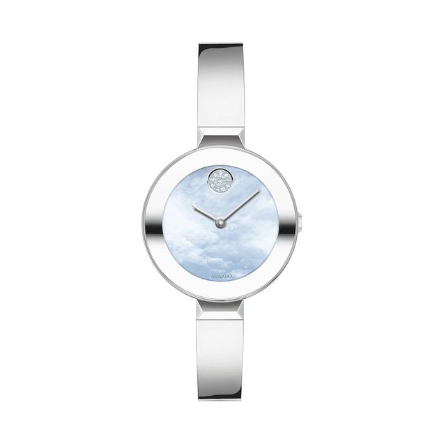 Ladies' Movado Bold® Crystal Bangle Watch with Transparent Mother-of Pearl Dial (Model: 3600629)