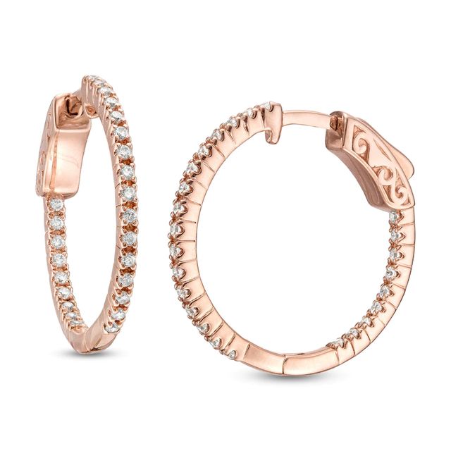 CT. T.W. Diamond Inside-Out Hoop Earrings in 10K Rose Gold|Peoples Jewellers