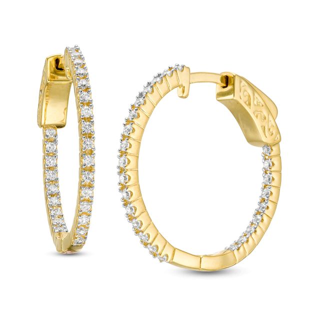 CT. T.W. Diamond Inside-Out Hoop Earrings in 10K Gold|Peoples Jewellers