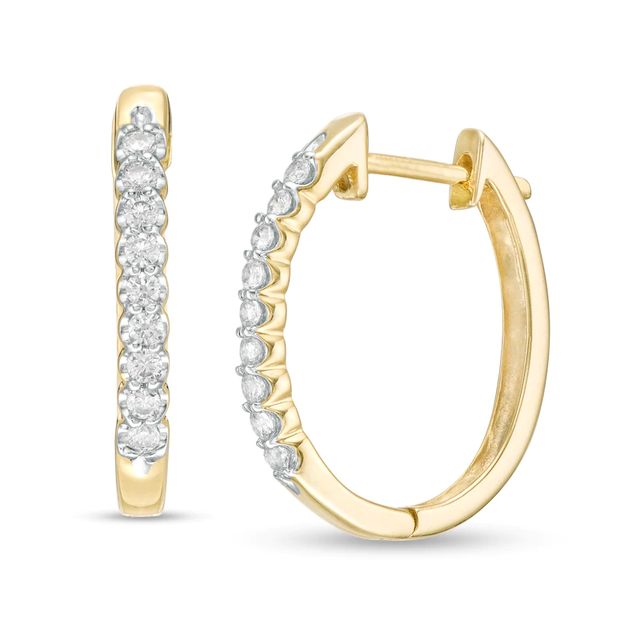 CT. T.W. Diamond Oval Hoop Earrings in 10K Gold|Peoples Jewellers