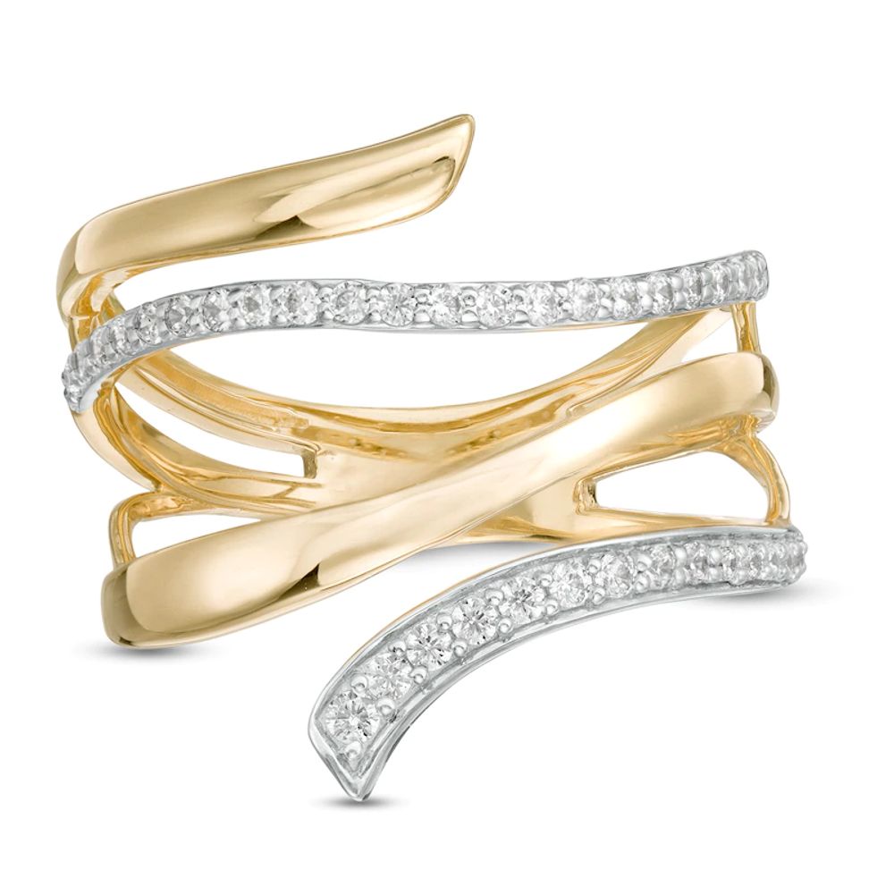 0.23 CT. T.W. Diamond Wrap Multi-Row Ring in 10K Gold|Peoples Jewellers