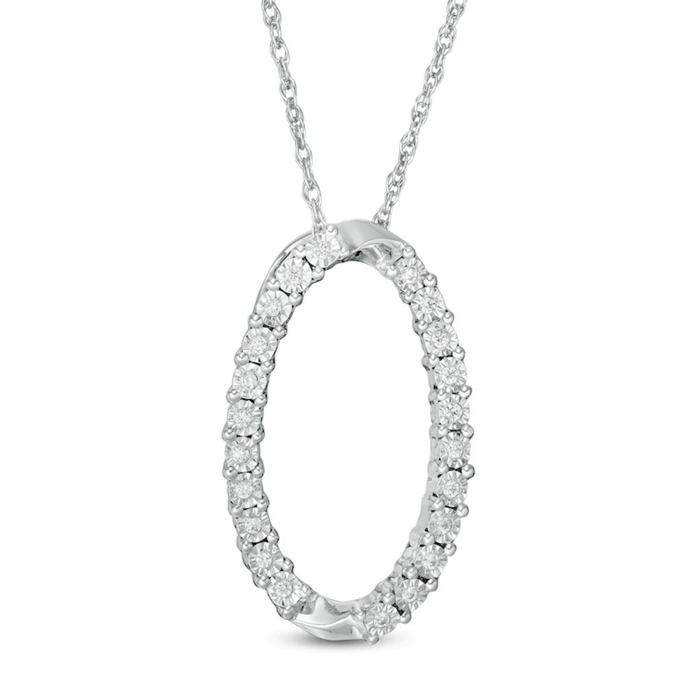 0.10 CT. T.W. Diamond Oval Outline Pendant in Sterling Silver|Peoples Jewellers