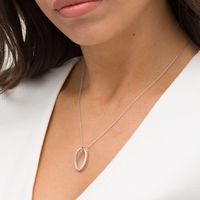 0.10 CT. T.W. Diamond Oval Outline Pendant in Sterling Silver|Peoples Jewellers