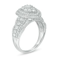 1.00 CT. T.W. Diamond Double Pear-Shaped Frame Multi-Row Engagement Ring in 10K White Gold|Peoples Jewellers