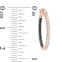 0.29 CT. T.W. Enhanced Black and White Diamond Inside-Out Hoop Earrings in 10K Rose Gold|Peoples Jewellers