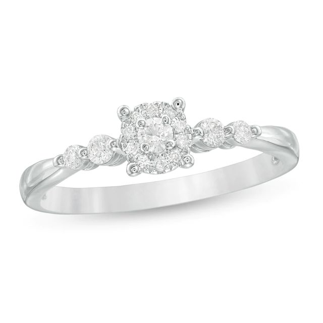 0.20 CT. T.W. Diamond Frame Promise Ring in 10K White Gold