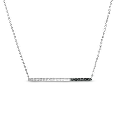 0.12 CT. T.W. Enhanced Black and White Diamond Bar Necklace in Sterling Silver|Peoples Jewellers