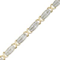 CT. T.W. Diamond Double Row "X" Alternating Bracelet in 10K Gold