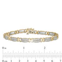 CT. T.W. Diamond Double Row "X" Alternating Bracelet in 10K Gold