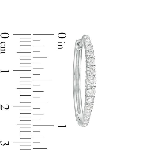 1.00 CT. T.W. Diamond Graduated Hoop Earrings in 10K White Gold