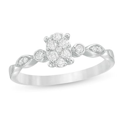 0.20 CT. T.W. Composite Diamond Oval Art Deco Promise Ring in 10K White Gold|Peoples Jewellers