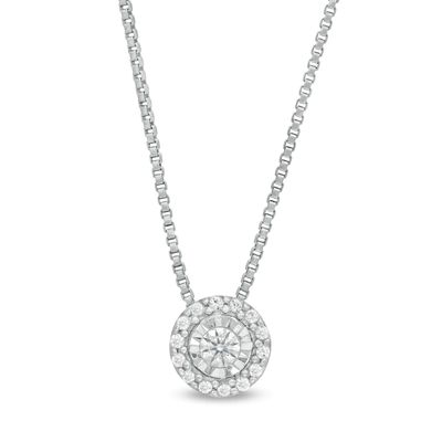 0.08 CT. T.W. Diamond Frame Pendant in Sterling Silver|Peoples Jewellers