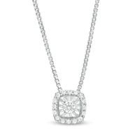 0.08 CT. T.W. Diamond Cushion Frame Pendant in Sterling Silver|Peoples Jewellers