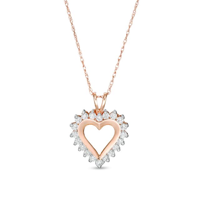 0.25 CT. T.W. Diamond Heart Pendant in 10K Rose Gold|Peoples Jewellers
