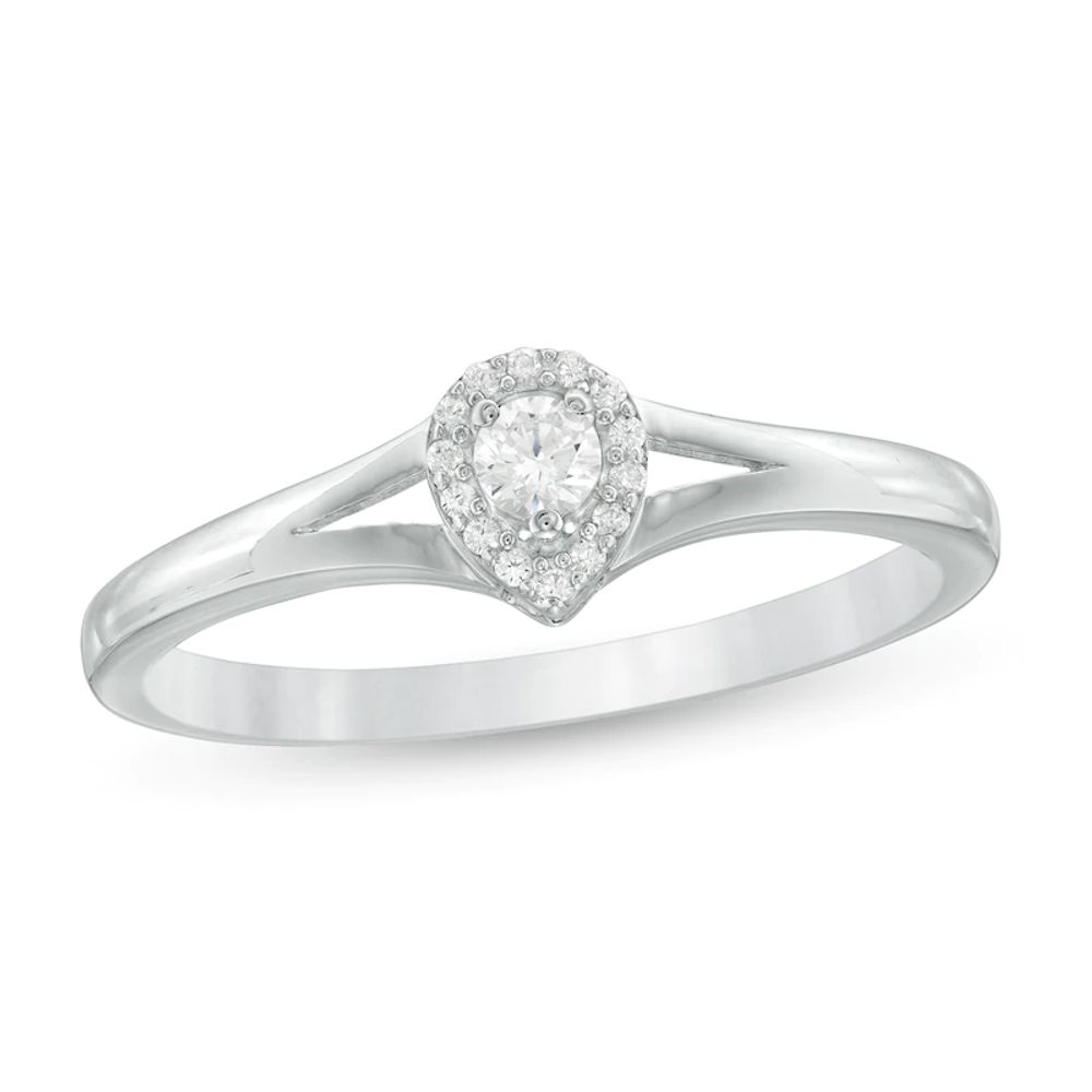 0.12 CT. T.W. Diamond Teardrop Frame Promise Ring in 10K White Gold|Peoples Jewellers