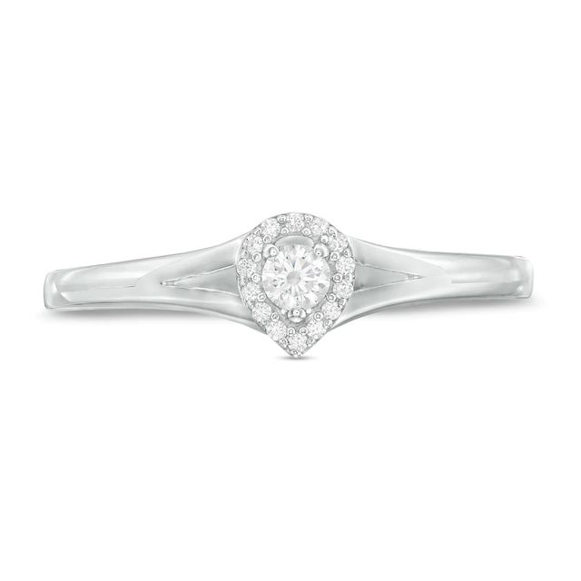 0.12 CT. T.W. Diamond Teardrop Frame Promise Ring in 10K White Gold