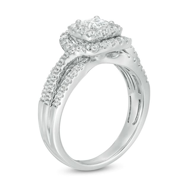 1.00 CT. T.W. Canadian Certified Princess-Cut Diamond Frame Multi-Row Engagement Ring in 10K White Gold (I/I1)|Peoples Jewellers