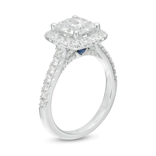 Vera Wang Love Collection 2.69 CT. T.W. Certified Cushion-Cut Diamond Frame Engagement Ring in 14K White Gold (I/SI2)