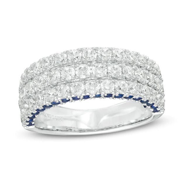 Vera Wang Love Collection 1.45 CT. T.W. Diamond and Blue Sapphire Band in 14K White Gold (I/SI2)