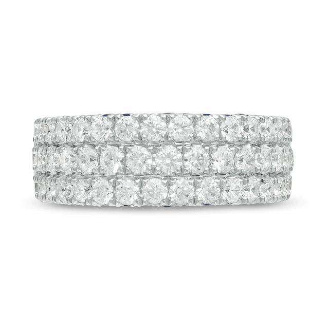 Vera Wang Love Collection 1.45 CT. T.W. Certified Diamond and Blue Sapphire Band in 14K White Gold (I/SI2)|Peoples Jewellers