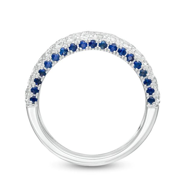 Vera Wang Love Collection 1.45 CT. T.W. Diamond and Blue Sapphire Band in 14K White Gold (I/SI2)