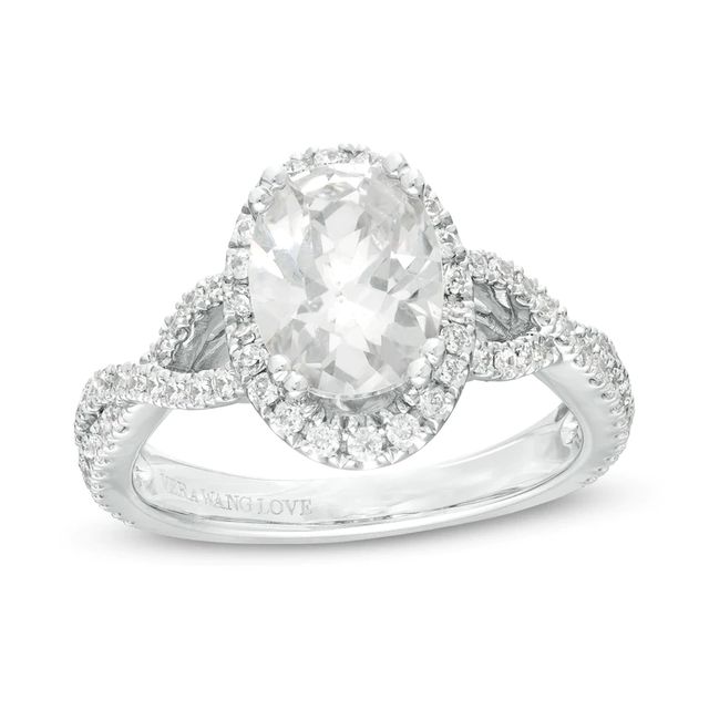 Vera Wang Love Collection 2.45 CT. T.W. Certified Oval Diamond Frame Twist Engagement Ring in 14K White Gold (I/SI2)