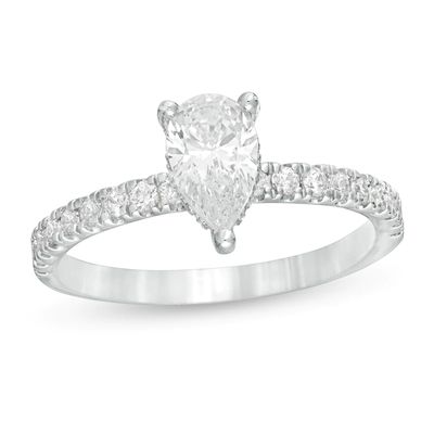 1.33 CT. T.W. Certified Pear-Shaped Diamond Engagement Ring in 14K White Gold (I/SI2)|Peoples Jewellers