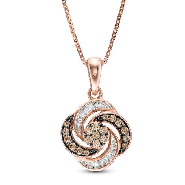 0.25 CT. T.W. Champagne and White Composite Diamond Orbit Frame Pendant in 10K Rose Gold|Peoples Jewellers