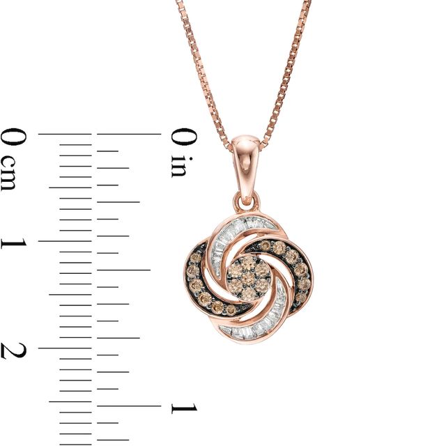 0.25 CT. T.W. Champagne and White Composite Diamond Orbit Frame Pendant in 10K Rose Gold|Peoples Jewellers
