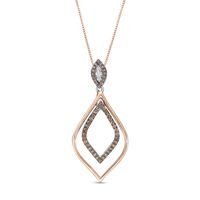 0.25 CT. T.W. Champagne and White Diamond Teardrop Pendant in Sterling Silver and 10K Rose Gold|Peoples Jewellers