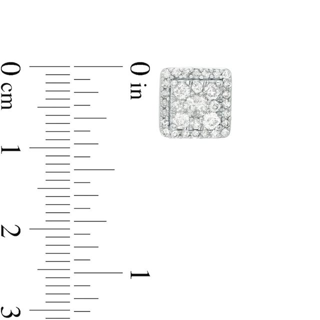 1.00 CT. T.W. Composite Diamond Square Frame Stud Earrings in 10K White Gold|Peoples Jewellers