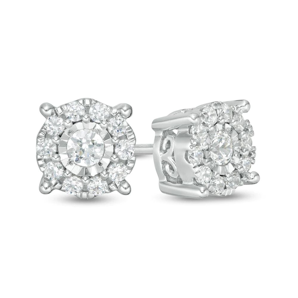 0.30 CT. T.W. Diamond Frame Stud Earrings in 10K White Gold|Peoples Jewellers