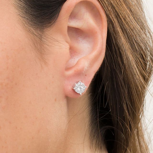 0.30 CT. T.W. Diamond Frame Stud Earrings in 10K White Gold|Peoples Jewellers