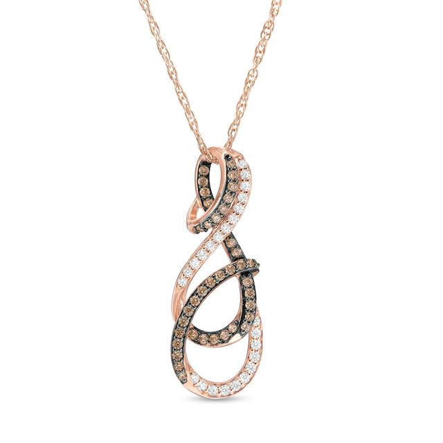 0.32 CT. T.W. Champagne and White Diamond Layered Infinity Pendant in 10K Rose Gold|Peoples Jewellers