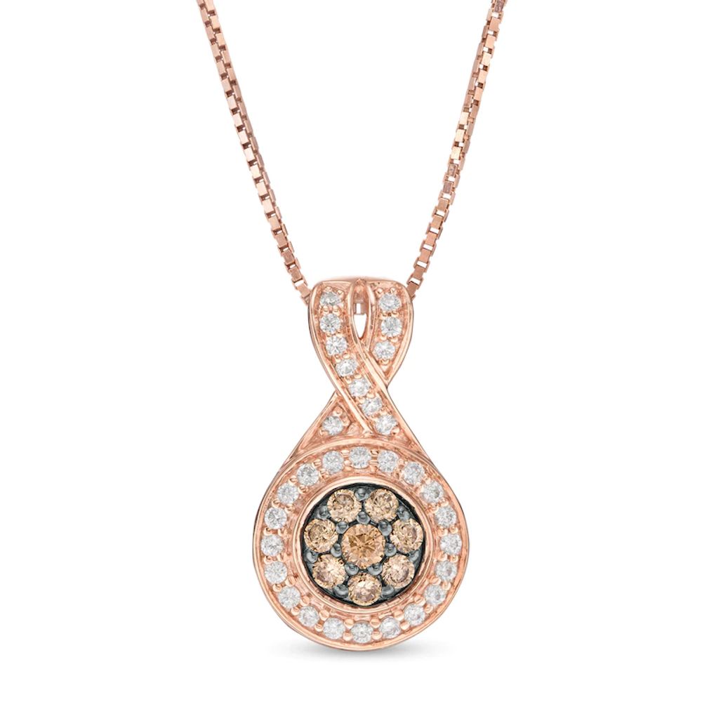 0.25 CT. T.W. Champagne and White Diamond Frame Pendant in 10K Rose Gold|Peoples Jewellers