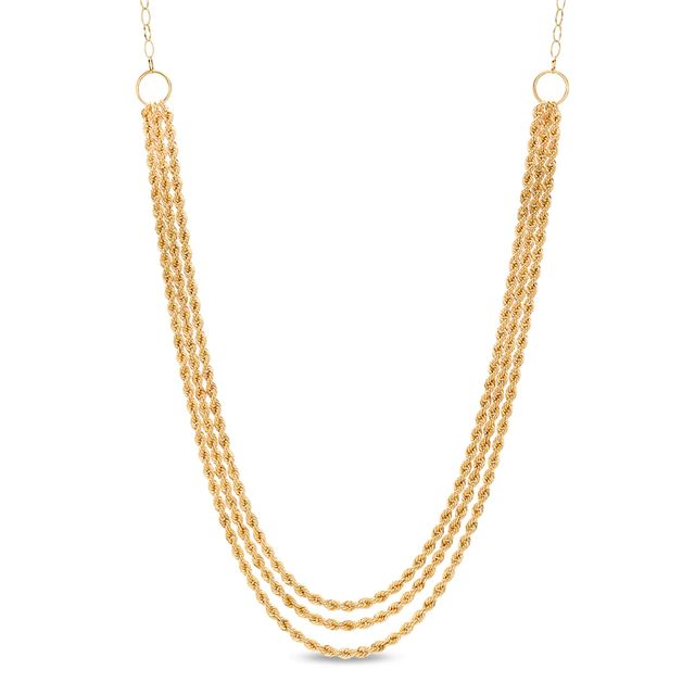 2.2mm Rope Chain Triple Strand Necklace in 14K Gold - 19.5"|Peoples Jewellers