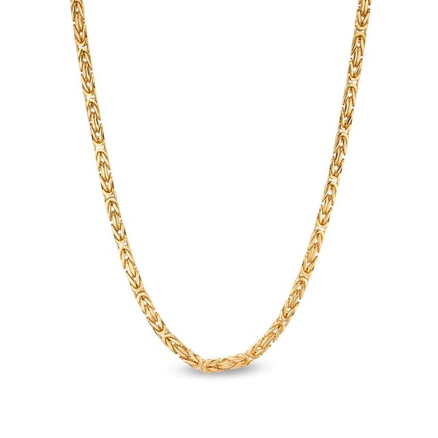 Men's 3.0mm Byzantine Chain Necklace in Solid 14K Gold - 22"|Peoples Jewellers