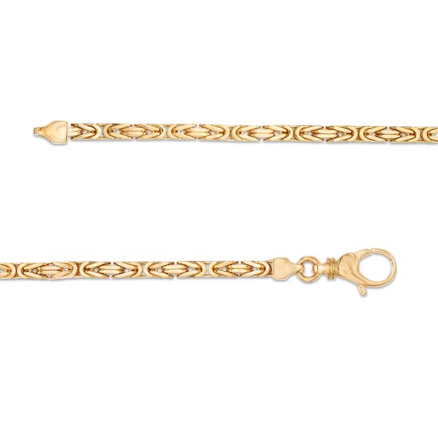 Men's 3.0mm Byzantine Chain Necklace in Solid 14K Gold - 22"