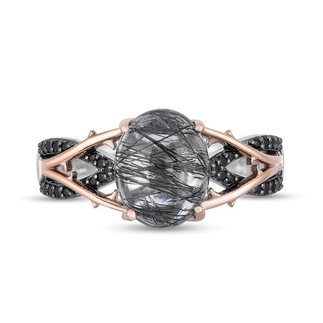 Enchanted Disney Villains Maleficent Black Quartz and 0.145 CT. T.W. Diamond Ring in Sterling Silver and 10K Rose Gold|Peoples Jewellers