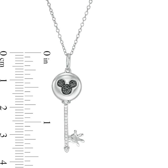 Mickey Mouse & Minnie Mouse 0.085 CT. T.W. Enhanced Black and White Diamond Key Pendant in Sterling Silver - 19"|Peoples Jewellers