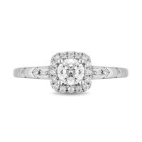 Enchanted Disney Elsa 0.58 CT. T.W. Diamond Cushion Frame Engagement Ring in 14K White Gold|Peoples Jewellers